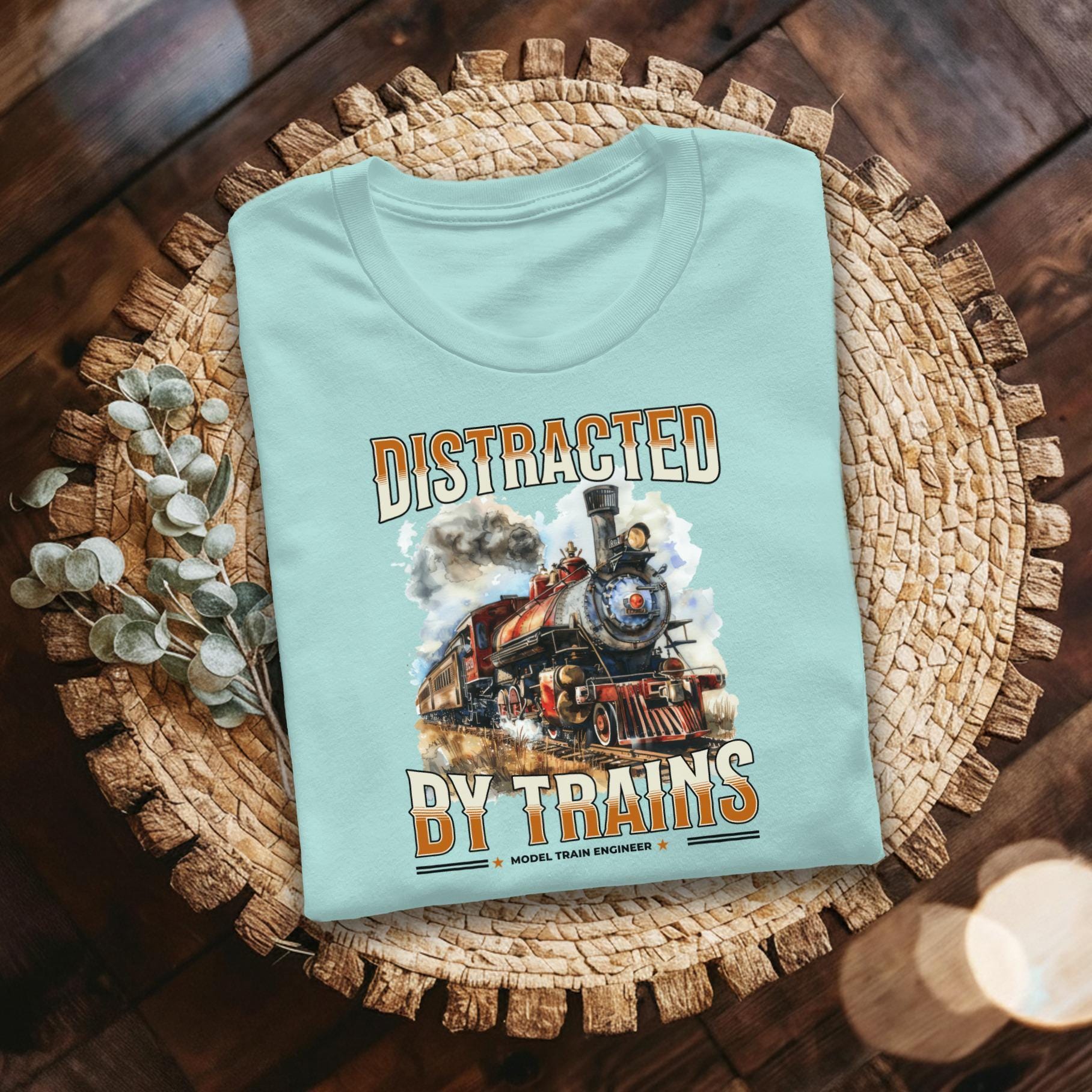 Distracted By Trains T Shirt, Model Train Engineer Tee, Train Lover Gift, Locomotive Shirt, Vintage Steam Train Tee, Railroad Fan T Shirt