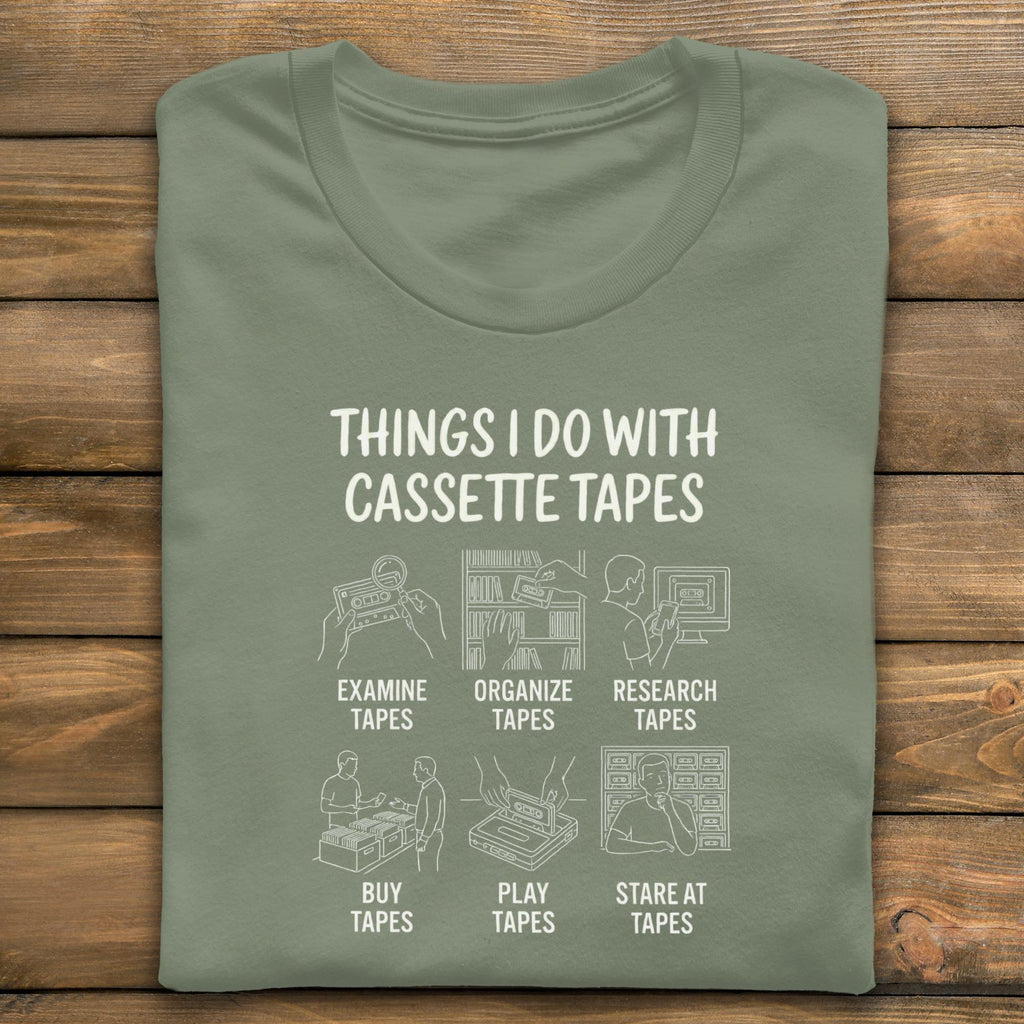 Cassette Tape T-Shirt, Things I Do, Funny Retro Music Tee, Vintage Audio Gift, Mixtape Lover Shirt, Nostalgic TShirt, 80s 90s T-Shirt
