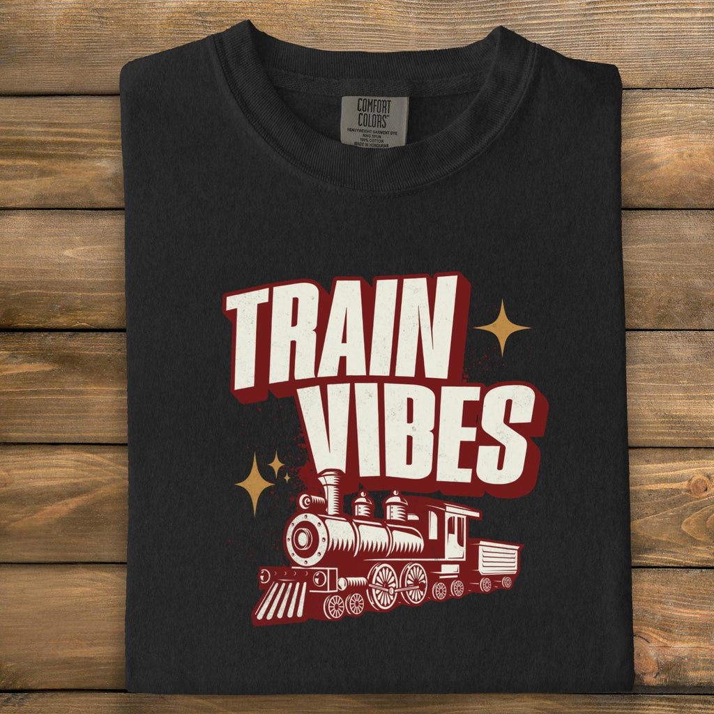 Train Vibes Shirt, Vintage Train Graphic Tee, Railroad Lover Gift, Train Enthusiast Apparel, Locomotive Theme T-Shirt