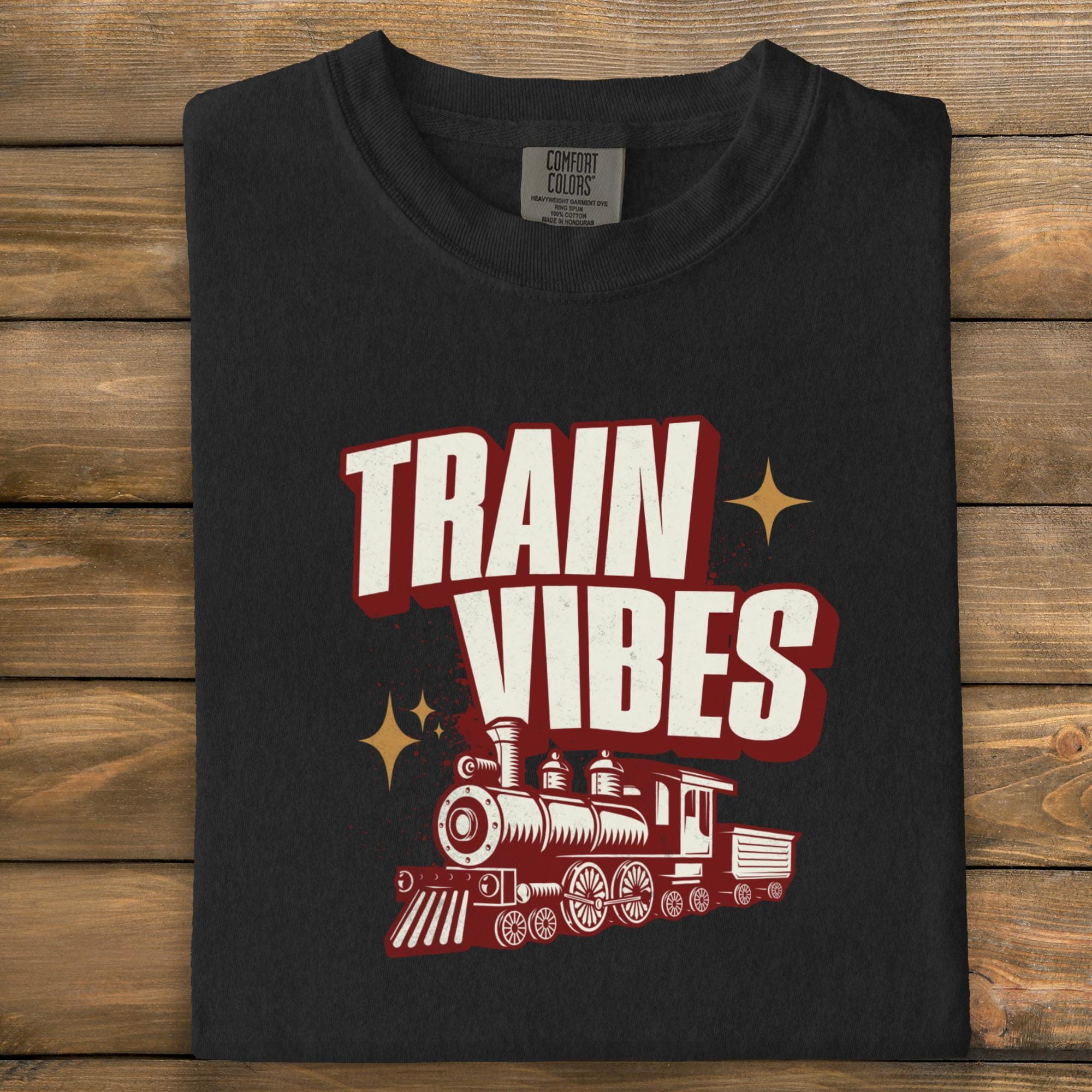 Train Vibes Shirt, Vintage Train Graphic Tee, Railroad Lover Gift, Train Enthusiast Apparel, Locomotive Theme T-Shirt