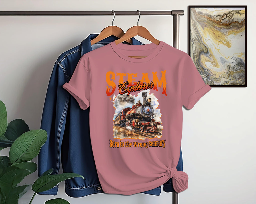 Steam Explorer Shirt, Born in the Wrong Century Tee, Vintage Train Art Shirt, Retro Railway T-Shirt, Locomotive Lover Gift