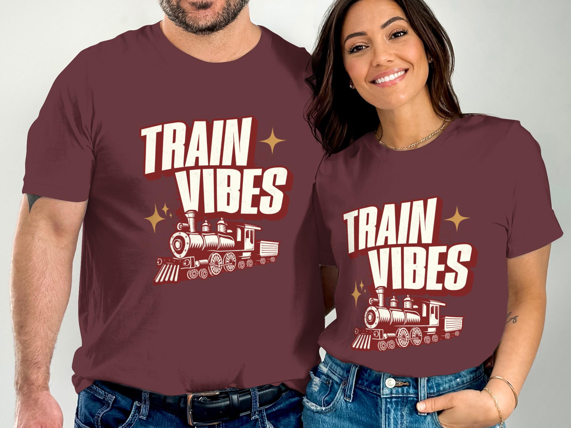 Train Vibes Shirt, Vintage Train Graphic Tee, Locomotive Themed Shirt, Train Enthusiast Gift, Matching Train Vibes T-Shirts for Couples