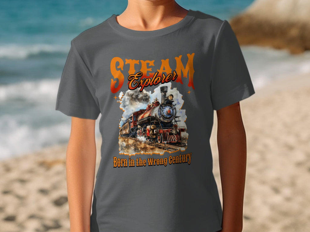 Steam Explorer Graphic Tee, Born in the Wrong Century T-shirt, Vintage Train Shirt, Railway Enthusiast Gift, Retro Locomotive Top