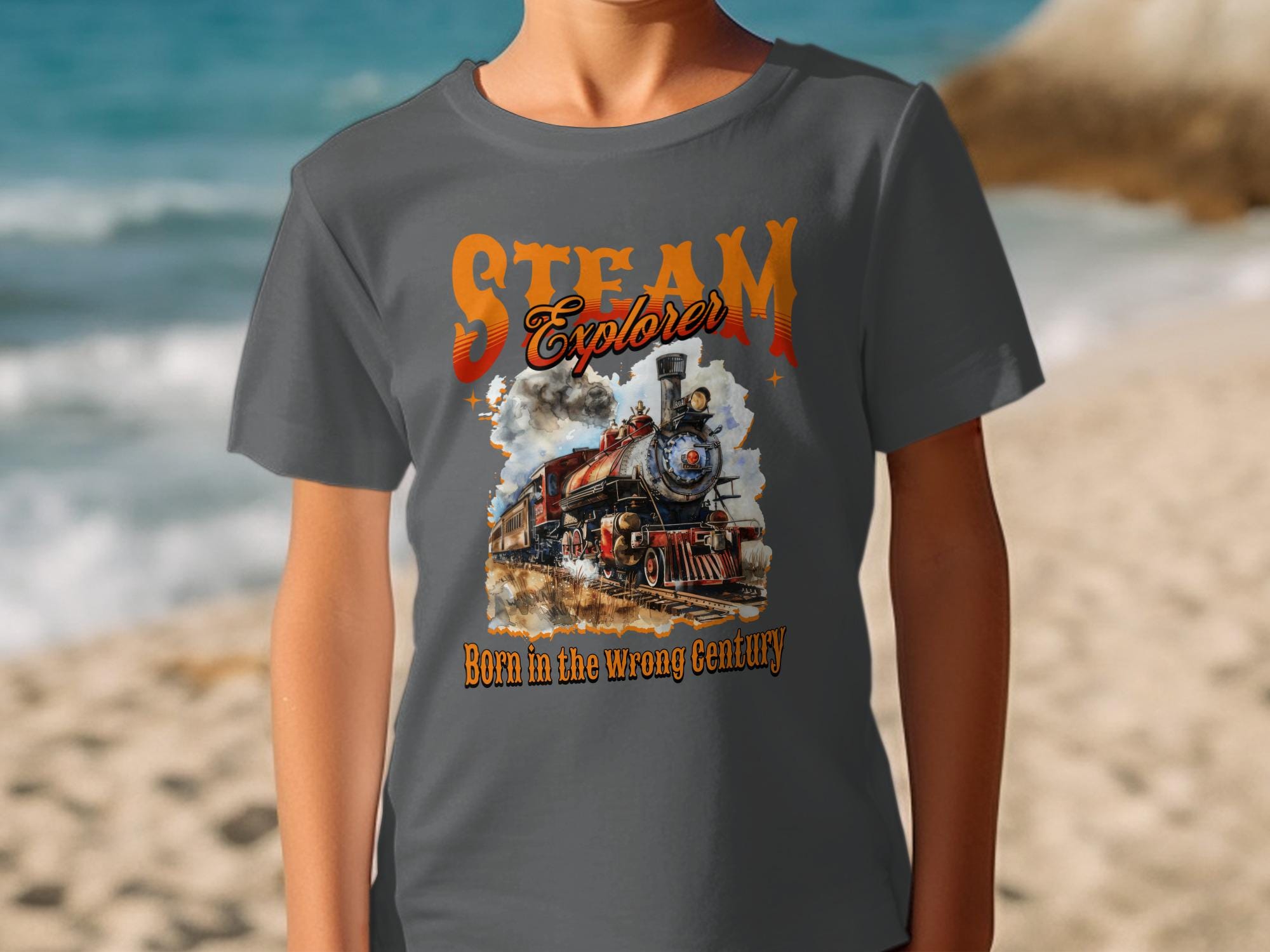 Steam Explorer Graphic Tee, Born in the Wrong Century T-shirt, Vintage Train Shirt, Railway Enthusiast Gift, Retro Locomotive Top