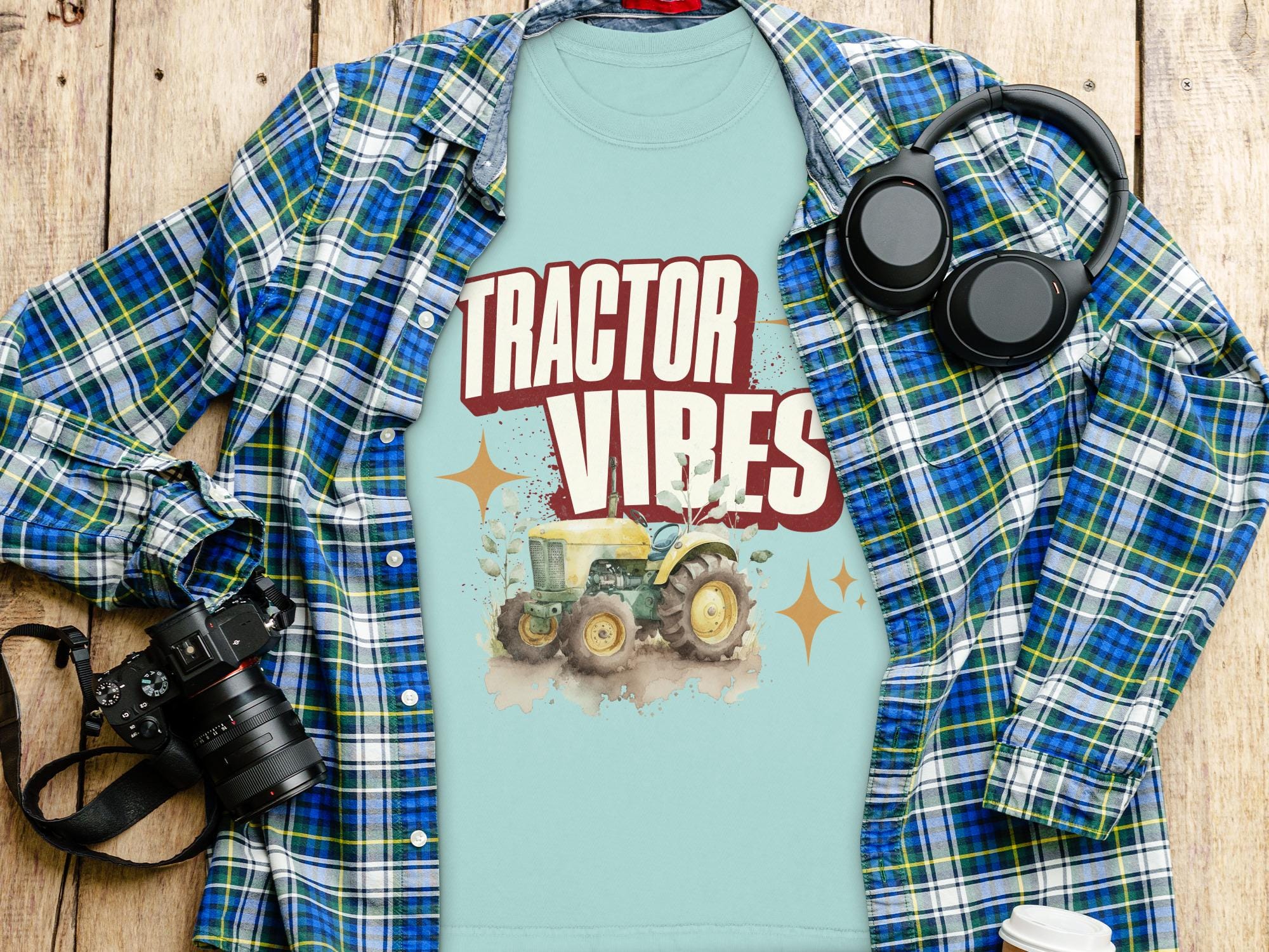 Tractor Vibes T-Shirt, Farming Graphic Tee, Country Life Shirt, Agriculture Tractor Top, Rural Farm Shirt, Barnyard Farm Lover Gift