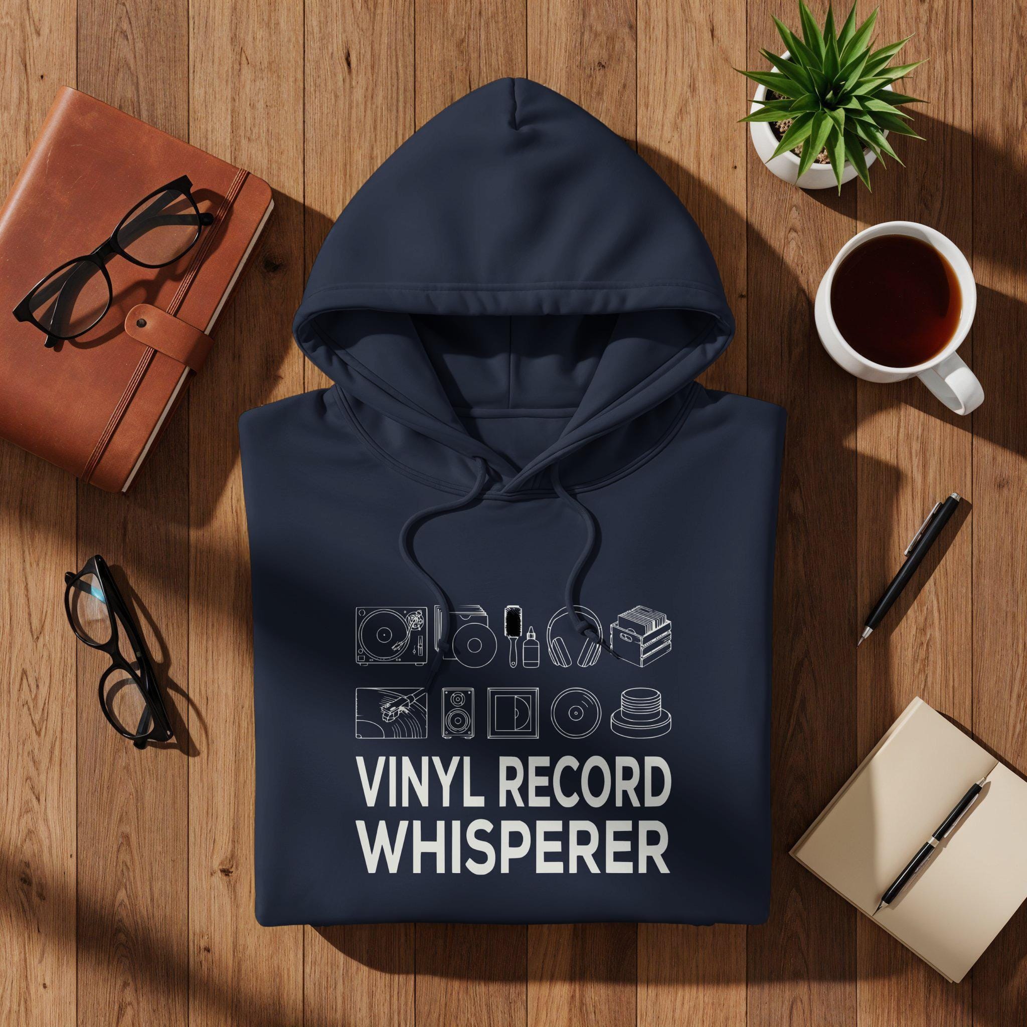 Vinyl Record Whisperer Hoodie, Music Lover Gift, Record Enthusiast Sweatshirt, DJ Apparel, Retro Music Hoodie, Turntable Lover