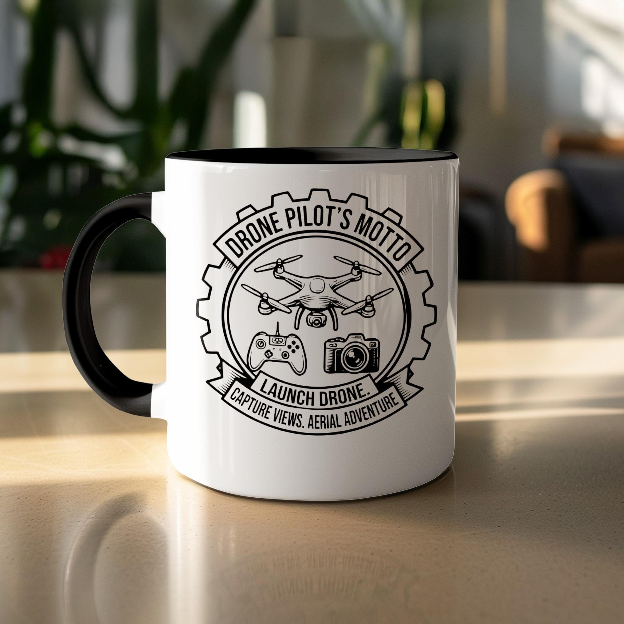 Drone Pilot Mug, Drone Pilot's Motto Coffee Cup, Drone Enthusiast Gift, Aerial Adventure Mug, Launch Drone Captains Mug, Gift for Him
