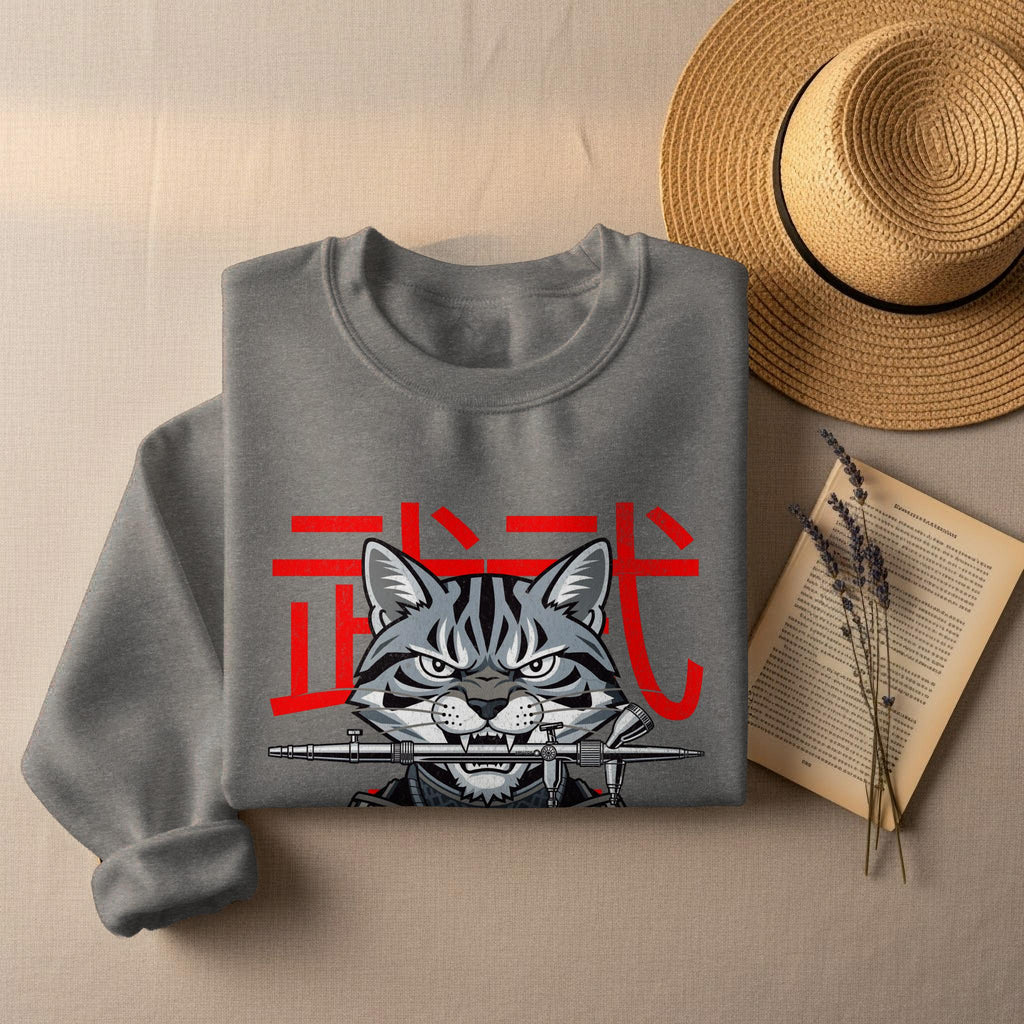 Cool Cat Graphic Sweatshirt, Japanese Style Cat Hoodie, Unique Cat Lover Gift, Stylish Feline Print, Casual Wear Pullover, Trendy Apparel