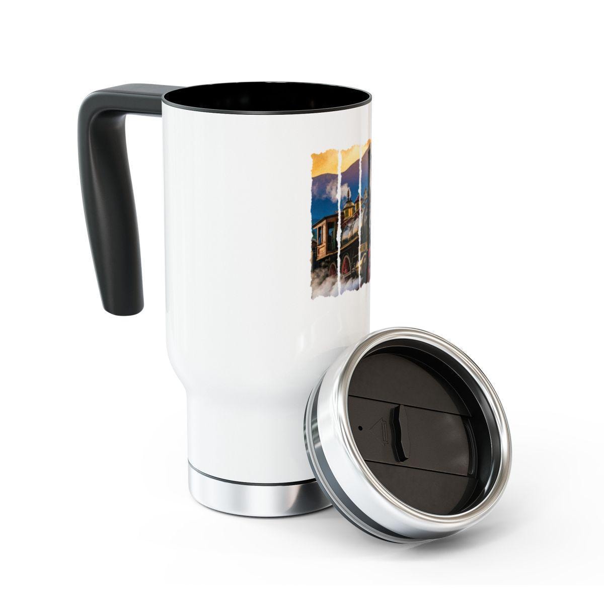 Travel Coffee Mug with Handle, Insulated Stainless Steel Tumbler for Hot and Cold Drinks, Reusable Portable Cup with Lid