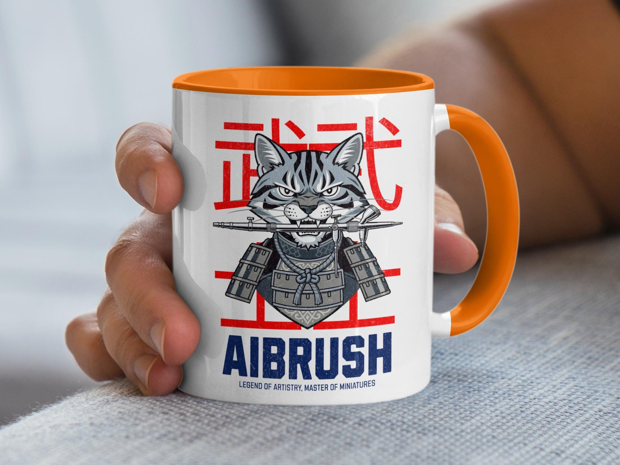 Samurai Cat Mug, Unique Cat Lover Gift, Japanese Style Cat Art, Cool Coffee Mug, Funny Cat Gift, Novelty Mug for Cat Enthusiasts