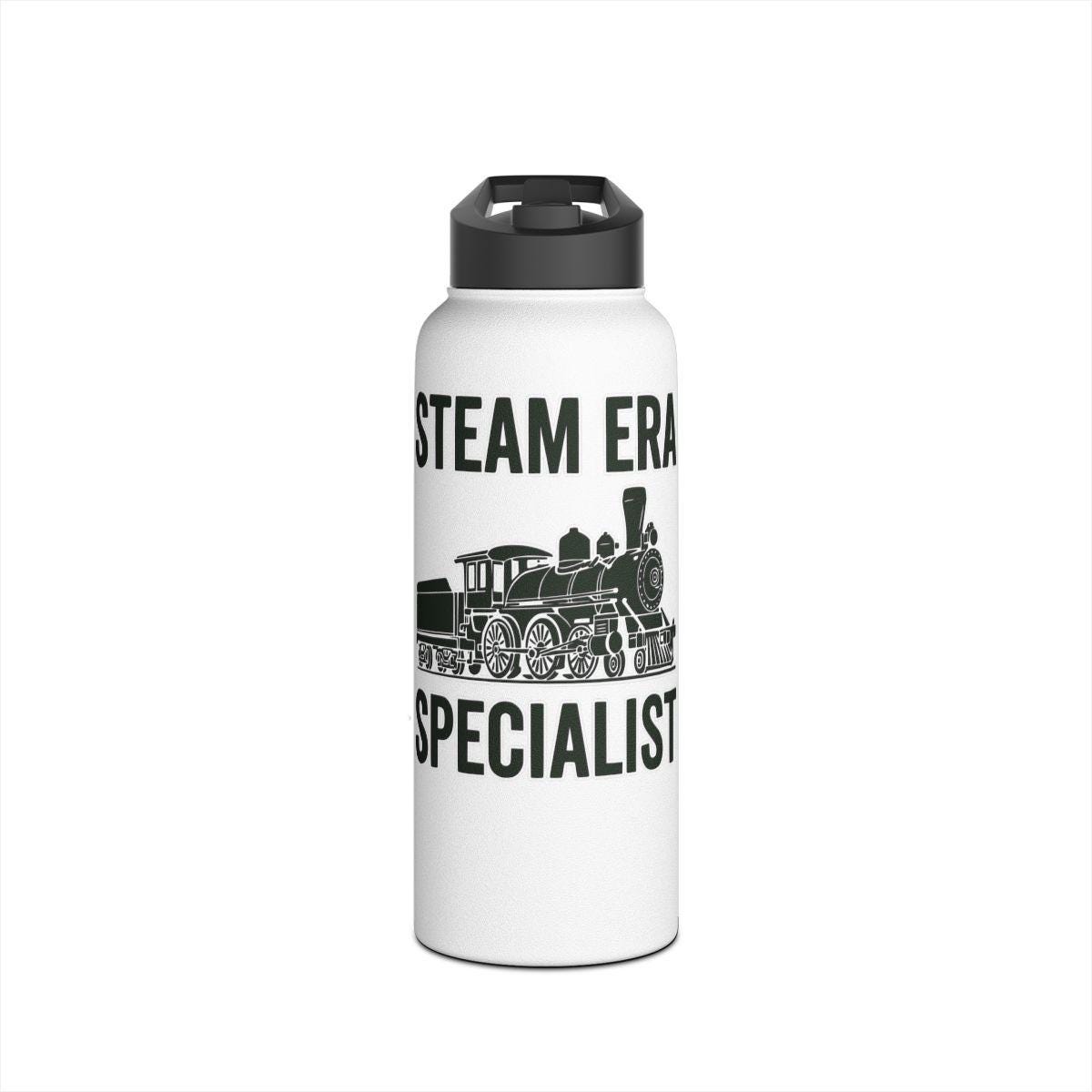 Steam Era Specialist Water Bottle, Vintage Train Design, Railway Enthusiast Gift, Retro Locomotive Bottle, Train Lover Accessory