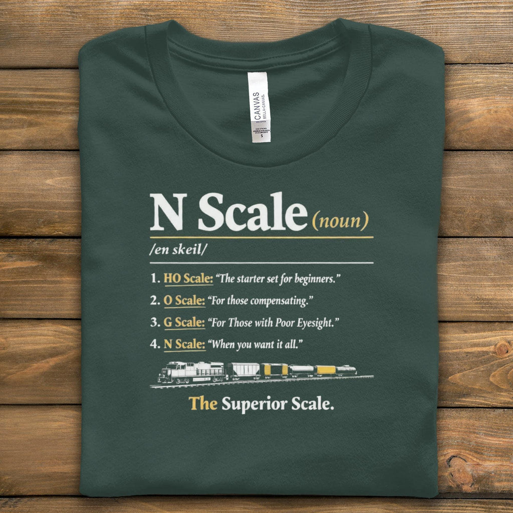 N Scale Model Train Enthusiast Shirt, Funny Train Scale Definition Tee, Perfect Gift for Train Hobbyists, Unique Railway Shirt