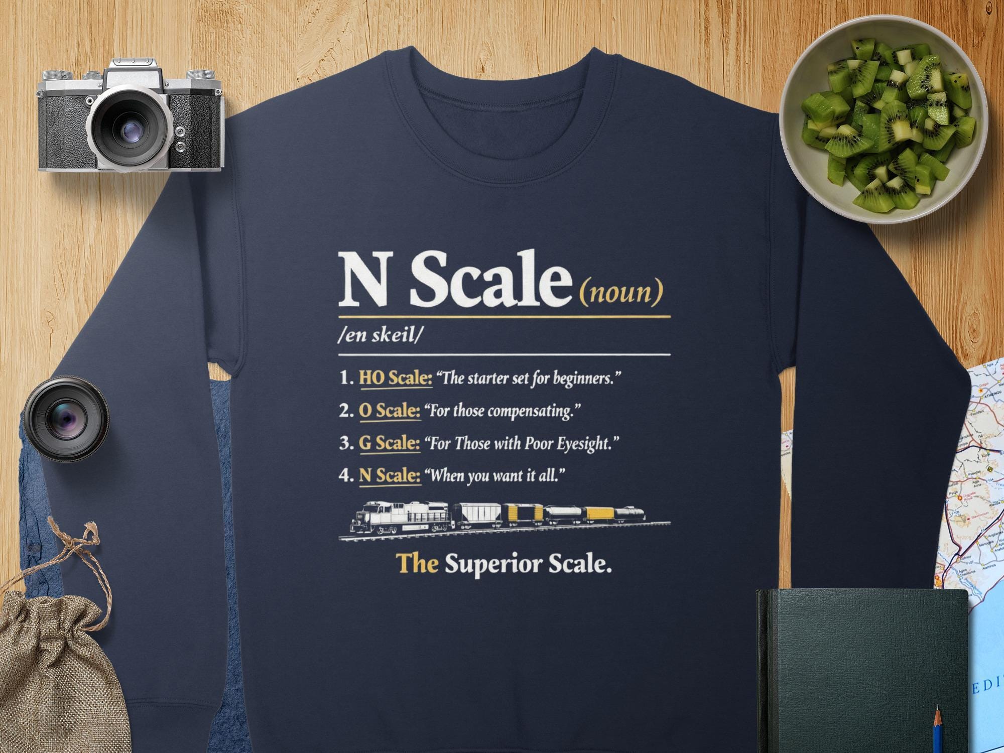 N Scale Definition Sweatshirt, Funny Model Train Sweater, Railroad Hobby Gift, Train Enthusiast Apparel, Unique Train Lover Pullover