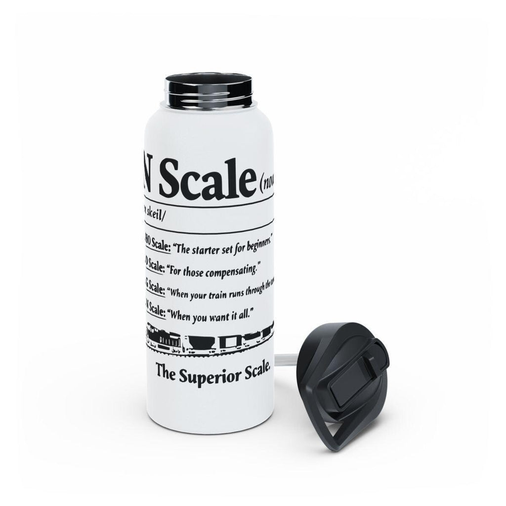 Train Scale Definition Water Bottle, Funny Train Enthusiast Gift, Railfan Travel Mug, Train Collector Accessory, Unique Drinkware