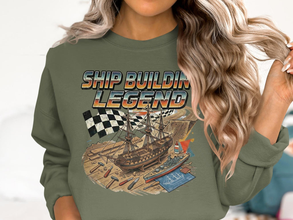 Ship Building Legend Sweatshirt, Vintage Boat Model Hoodie, Nautical Engineering Top, Maritime History Crewneck, Retro Enthusiast Gift