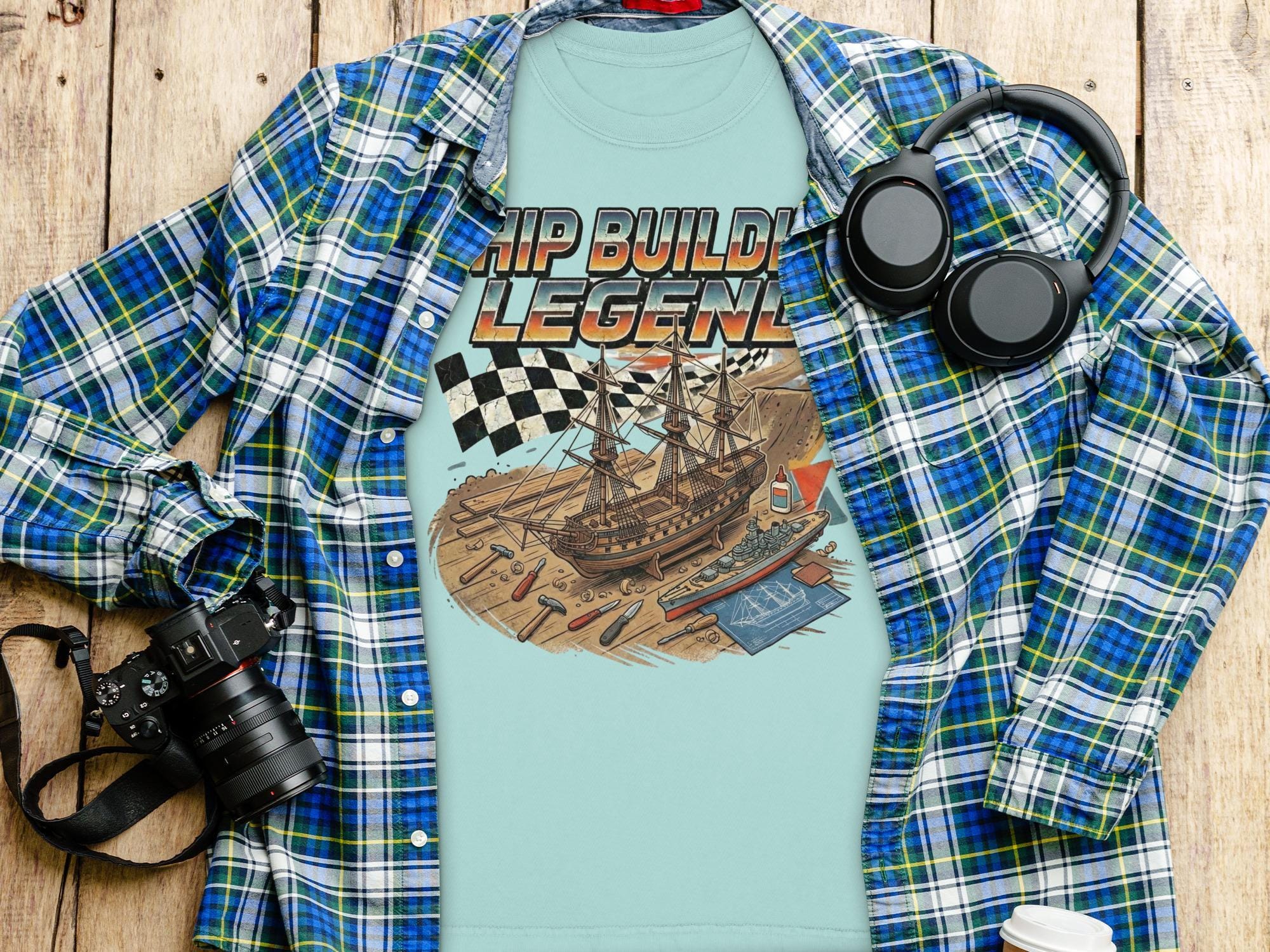 Retro Ship Building Legend T Shirt, Nautical Graphic Tee, Vintage Maritime Art Shirt, Unisex Casual Shirt, Unique Gift Idea