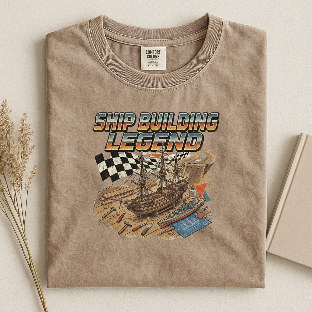Ship Building Legend Graphic Tee, Nautical Shipwright T-shirt, Vintage Boat Builder Top, Classic Ship Constructor Shirt, Maritime Apparel
