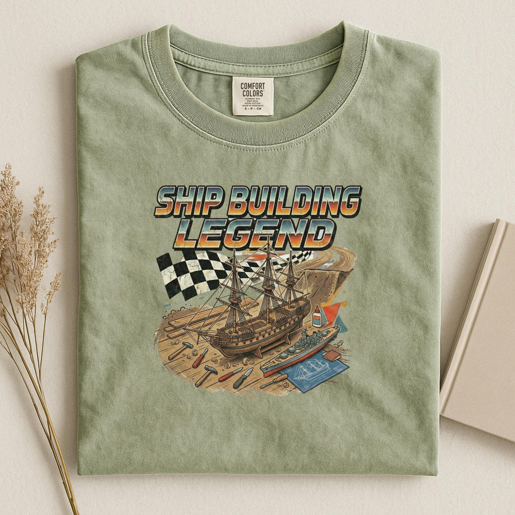 Ship Building Legend T-shirt, Vintage Nautical Graphic Tee, Maritime Construction Shirt, Gift for Boat Builders, Sea Lover Apparel