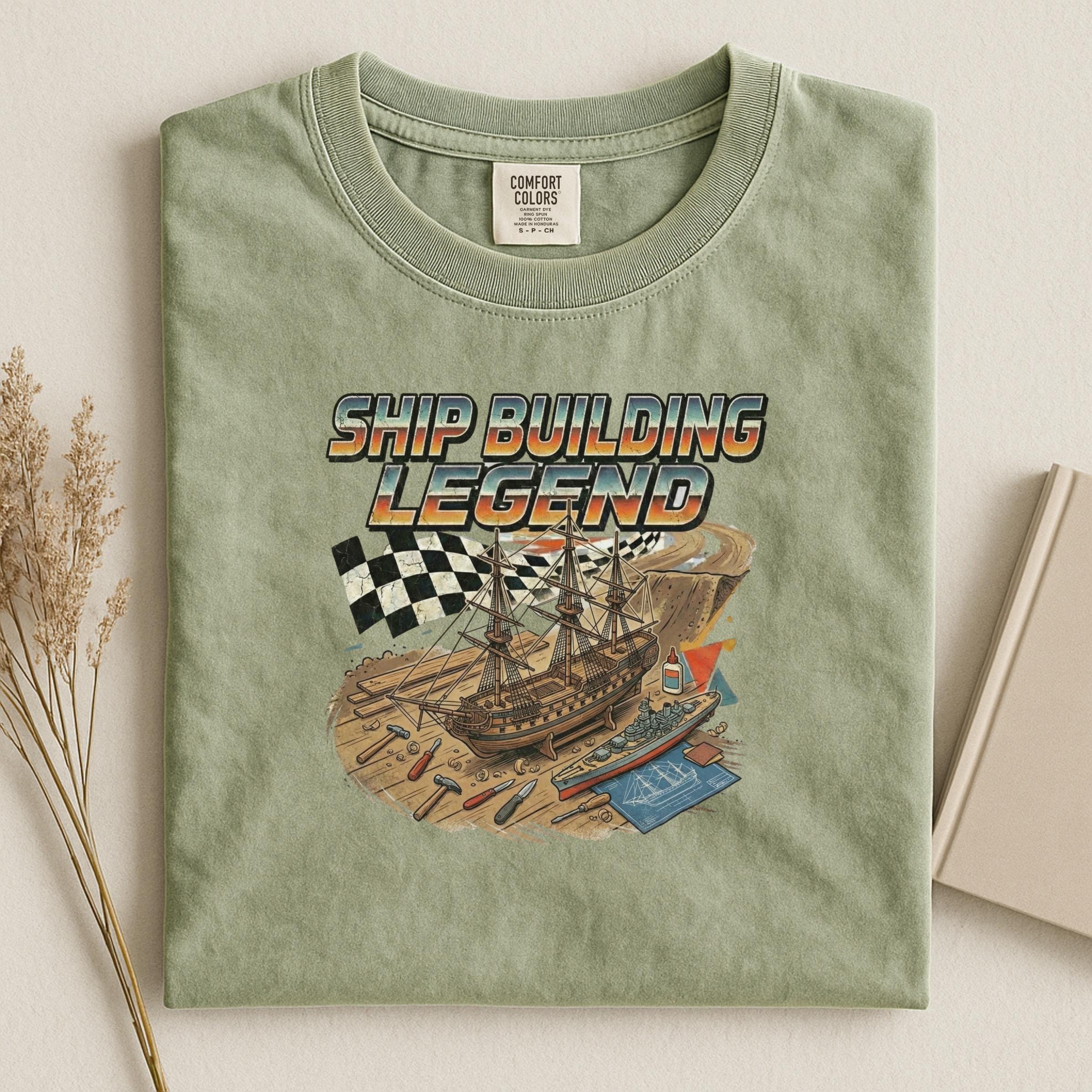 Ship Building Legend T-shirt, Vintage Nautical Graphic Tee, Maritime Construction Shirt, Gift for Boat Builders, Sea Lover Apparel