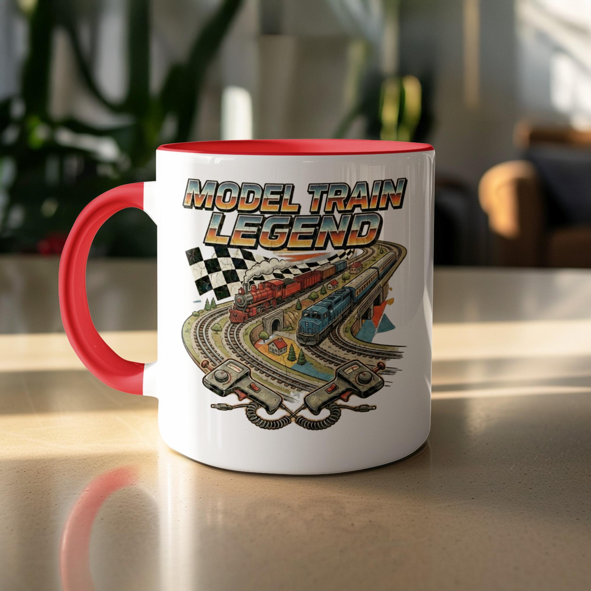 Model Train Legend Mug, Vintage Railroad Enthusiast Gift, Train Lover Ceramic Coffee Cup, Fun Train Set Design, 11oz Collectible