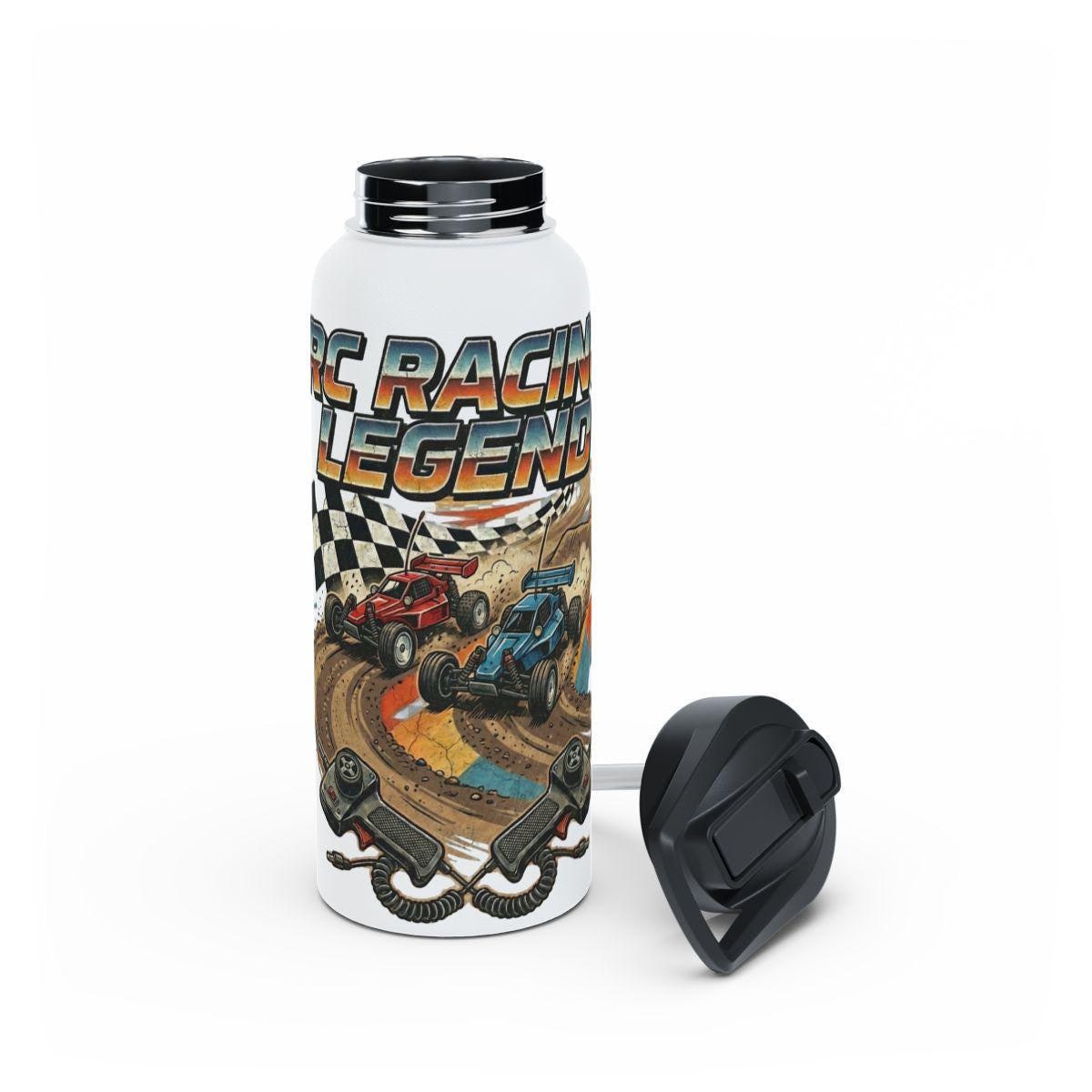 RC Racing Legend Water Bottle, Vintage Car Design, Checkered Flag Art, Racing Enthusiast Gift, Hot Wheels Art, Reusable Sports Bottle