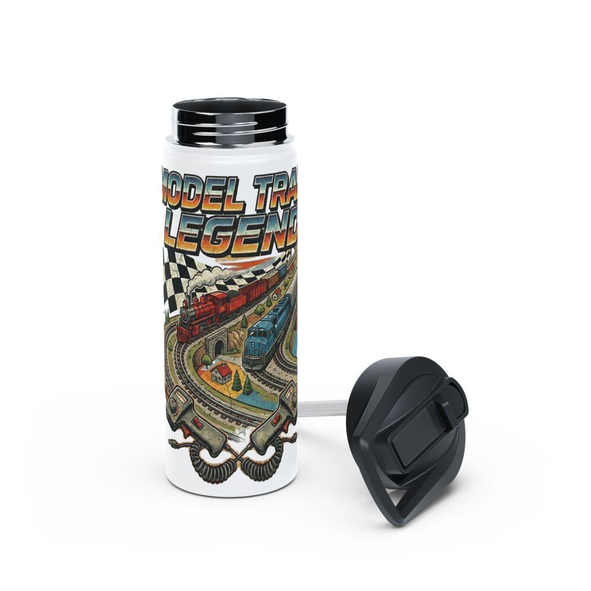 Model Train Legends Travel Mug, Railway Enthusiast Coffee Tumbler, Train Lover Gift, Vintage Train Collector Thermos, Unique Train Decor