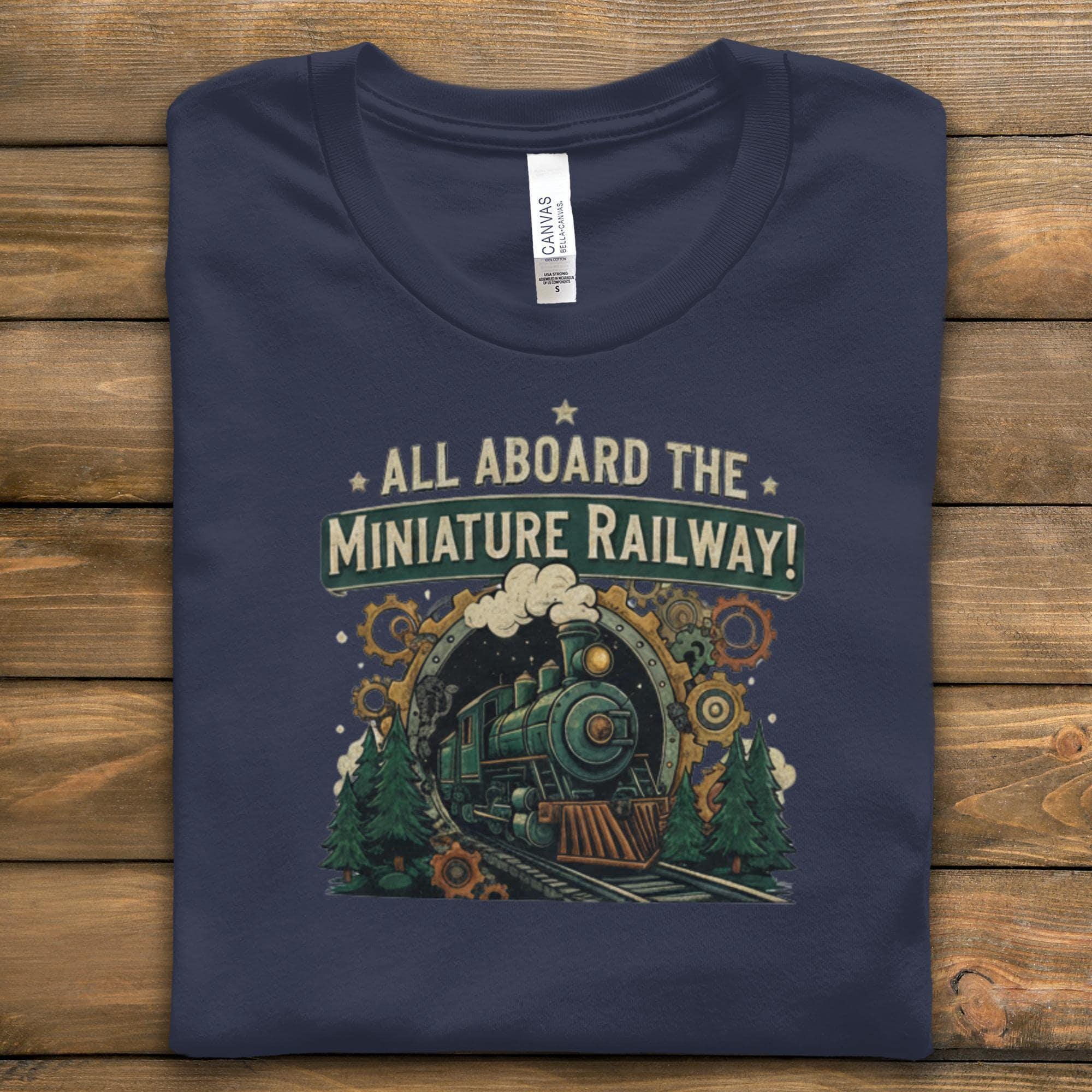 All Aboard the Miniature Railway T-shirt, Vintage Train Graphic Tee, Steam Engine Shirt, Perfect Gift for Train Enthusiasts