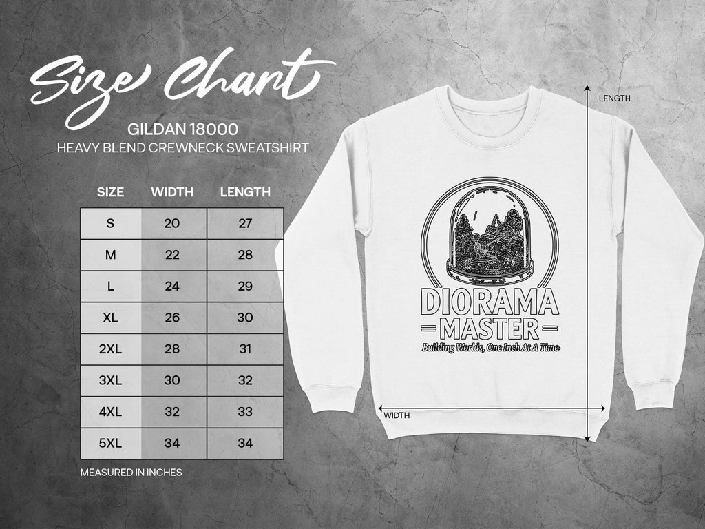 Diorama Master Sweatshirt, Unisex Crewneck, Building Worlds One Inch at a Time, Funny Hobby Gift, Geek Apparel, Cool Graphic Tee