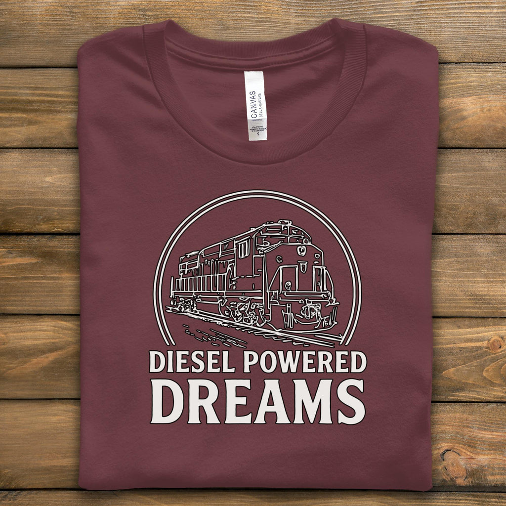 Diesel Powered Dreams Train Shirt, Diesel Engine Graphic Tee, Railroad Engineer Top, Locomotive Enthusiast Gift, Train Lover Shirt