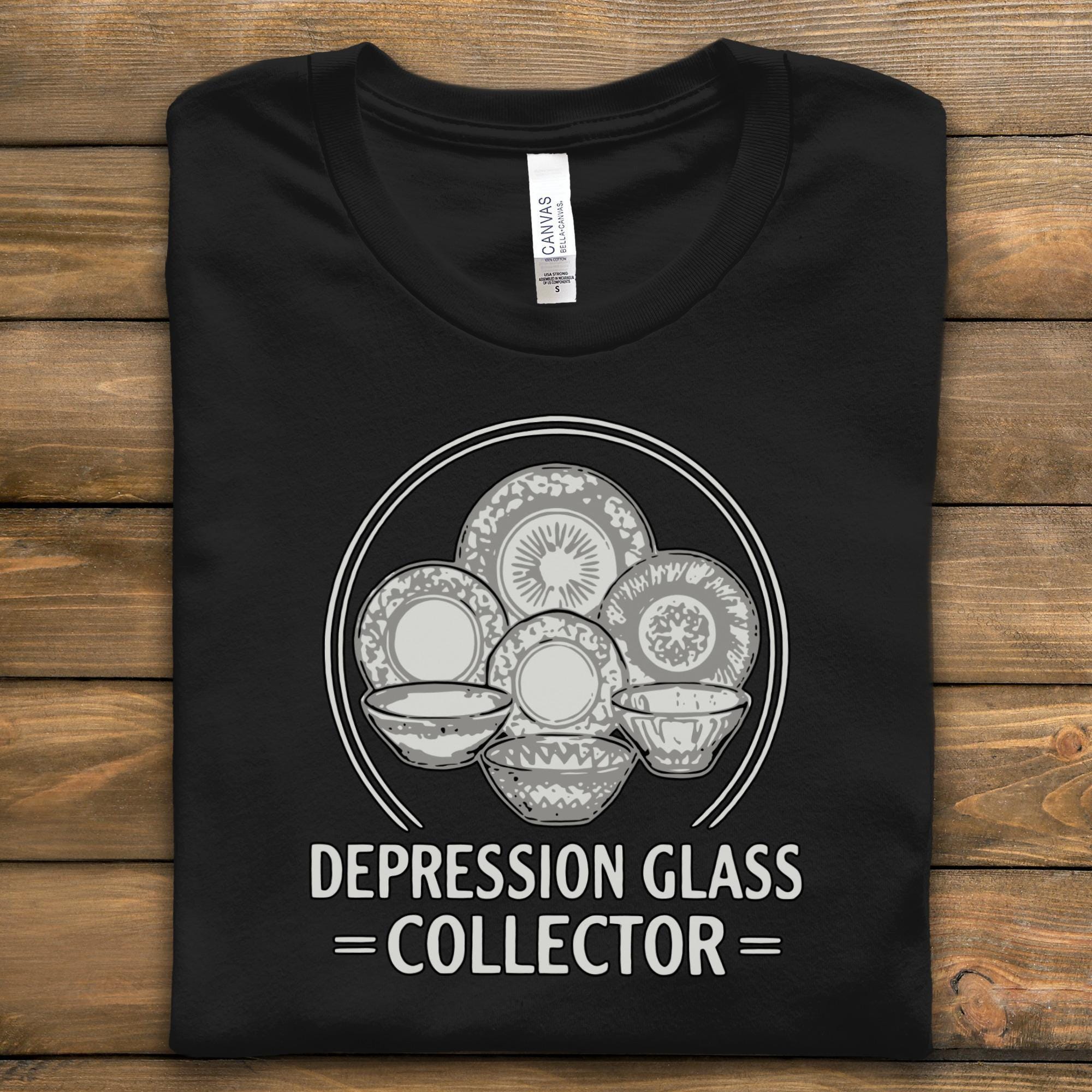 Depression Glass Collector T-Shirt, Vintage Glassware Enthusiast Gift, Antique Plate Lover Shirt, Retro Dishware Tee