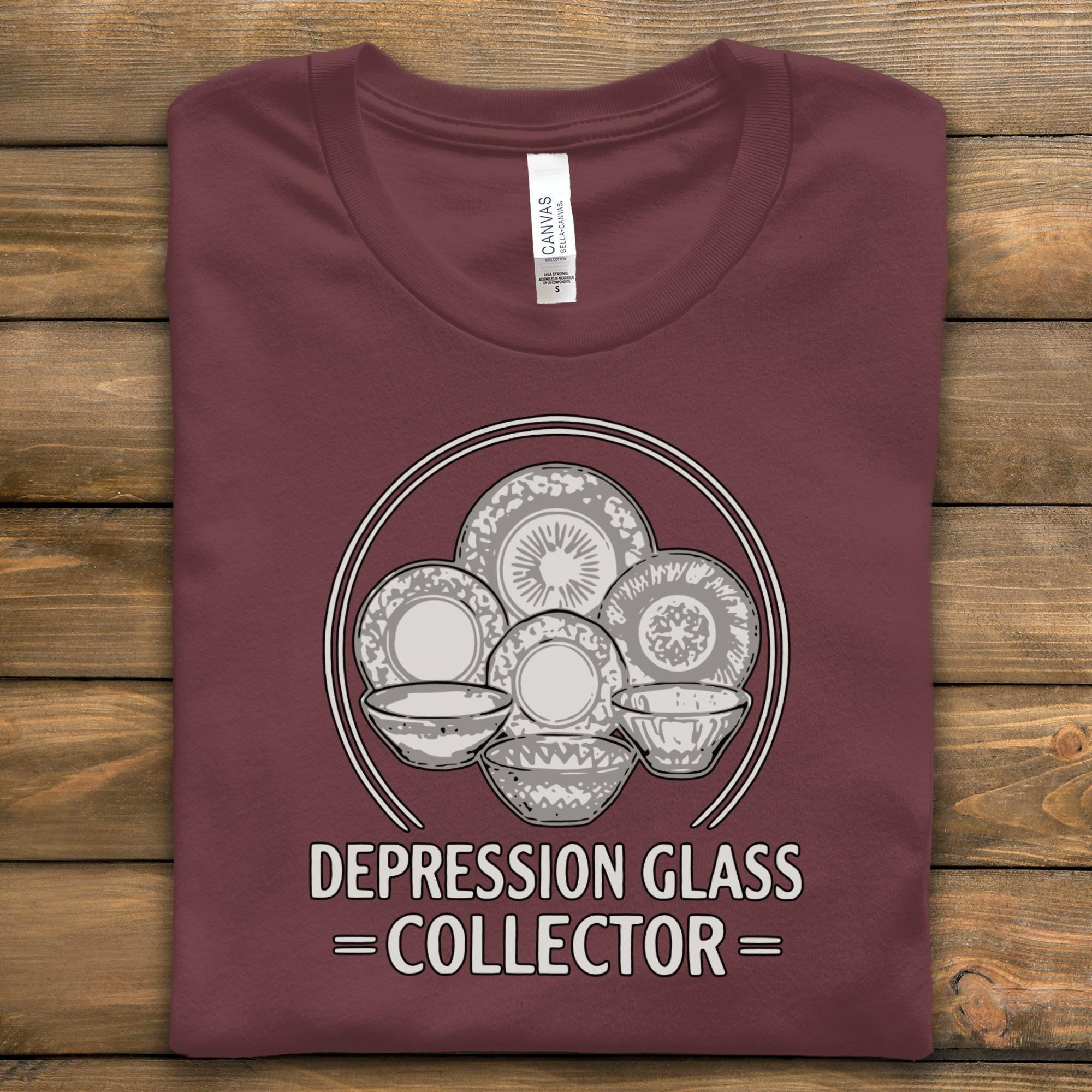 Depression Glass Collector Shirt, Vintage Dishware Lover Gift, Antique Glassware Enthusiast Tee, Retro Plate Collection Top