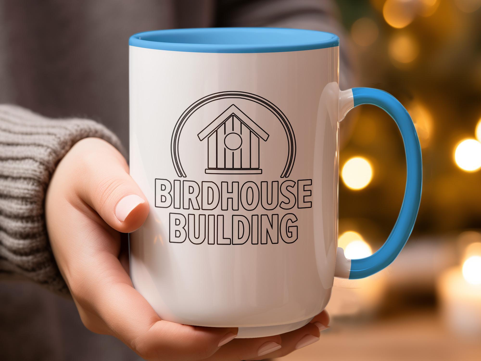 Birdhouse Building Coffee Mug, Gift for Bird Watchers, Unique Birdhouse Enthusiast Mug, Bird Lover's Cup, Fun Mug for Bird Builders