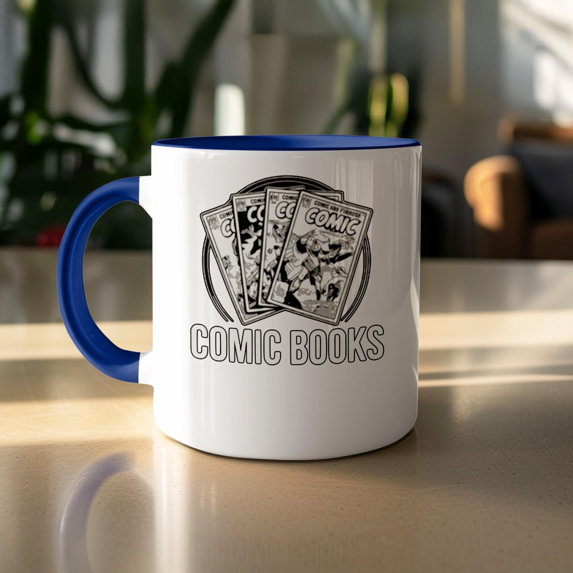 Comic Books Mug, Comic Lover Coffee Cup, Comic Art Mug, Unique Comic Book Gift, Geeky Mug for Comic Book Fans, Cool Comic Coffee Mug