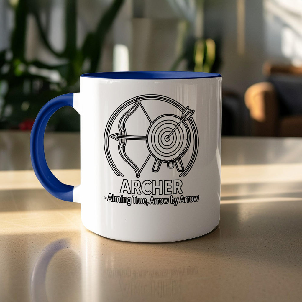 Archery Mug, Archer Gift, Aiming True Mug, Arrow by Arrow, Gift for Archers, Target Practice, Coffee Cup for Archer, Bow and Arrow Mug