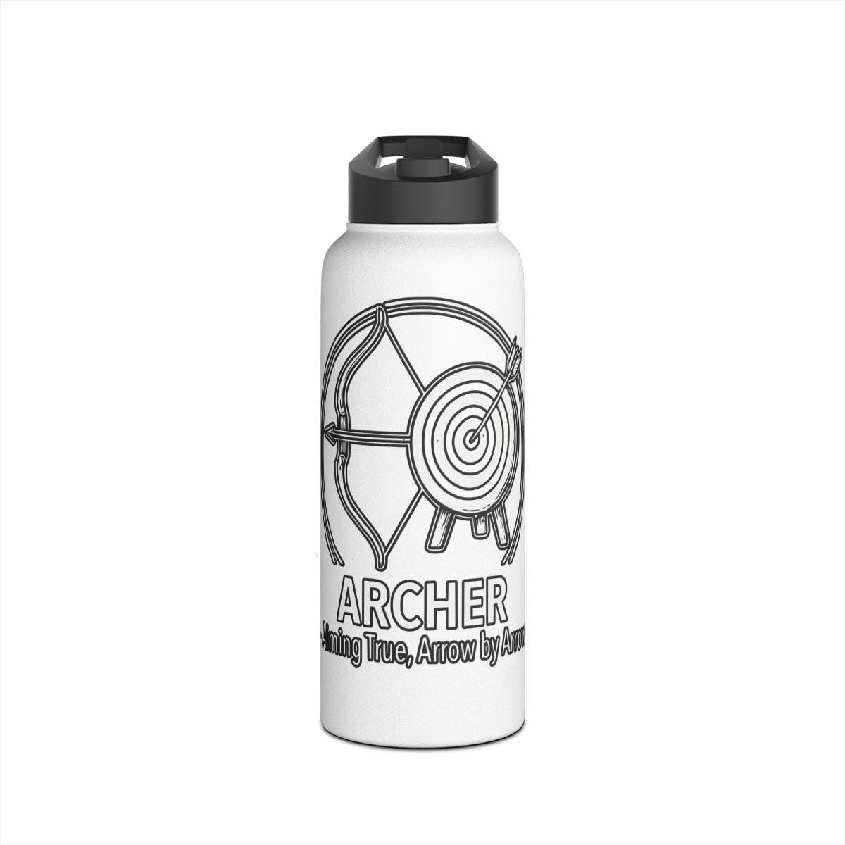 Archery Themed Water Bottle, Target Design, Sports Bottle for Archery Lovers, Archery Gift, Bow and Arrow, Reusable Bottle, Hydration
