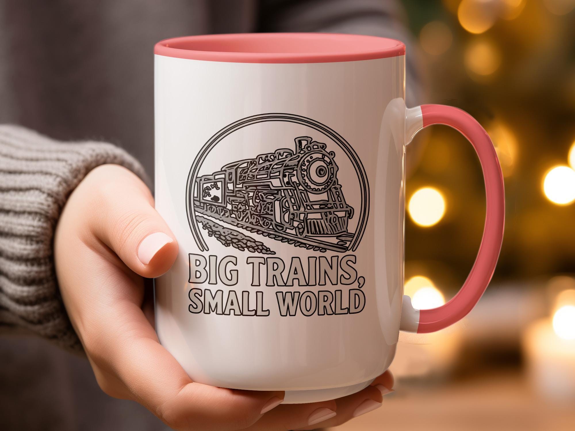 Big Trains Small World Mug, Train Enthusiast Gift, Railroad Lovers Coffee Cup, Locomotive Design, Unique Train Fan Mug