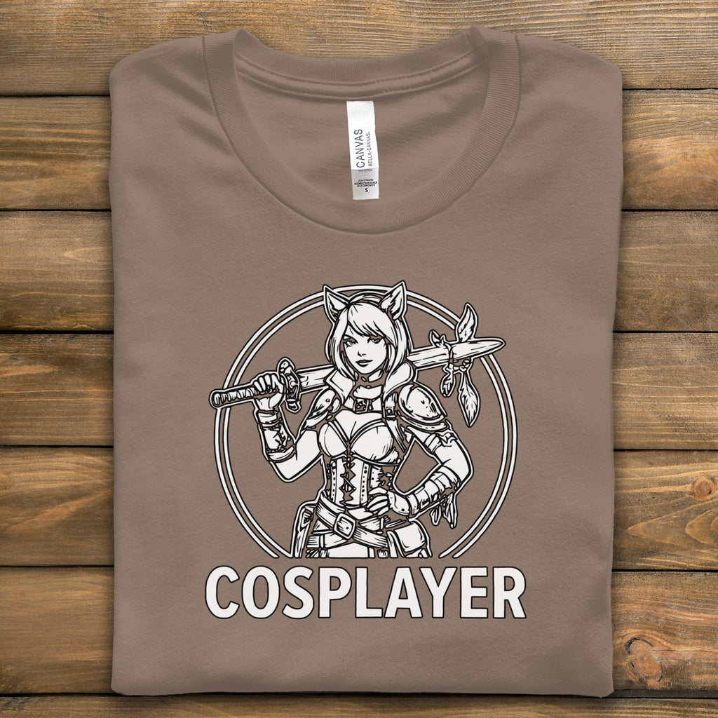 Cosplayer T-Shirt, Anime Girl Tee, Manga Style Top, Sword Design Clothing, Gift for Cosplay Fans