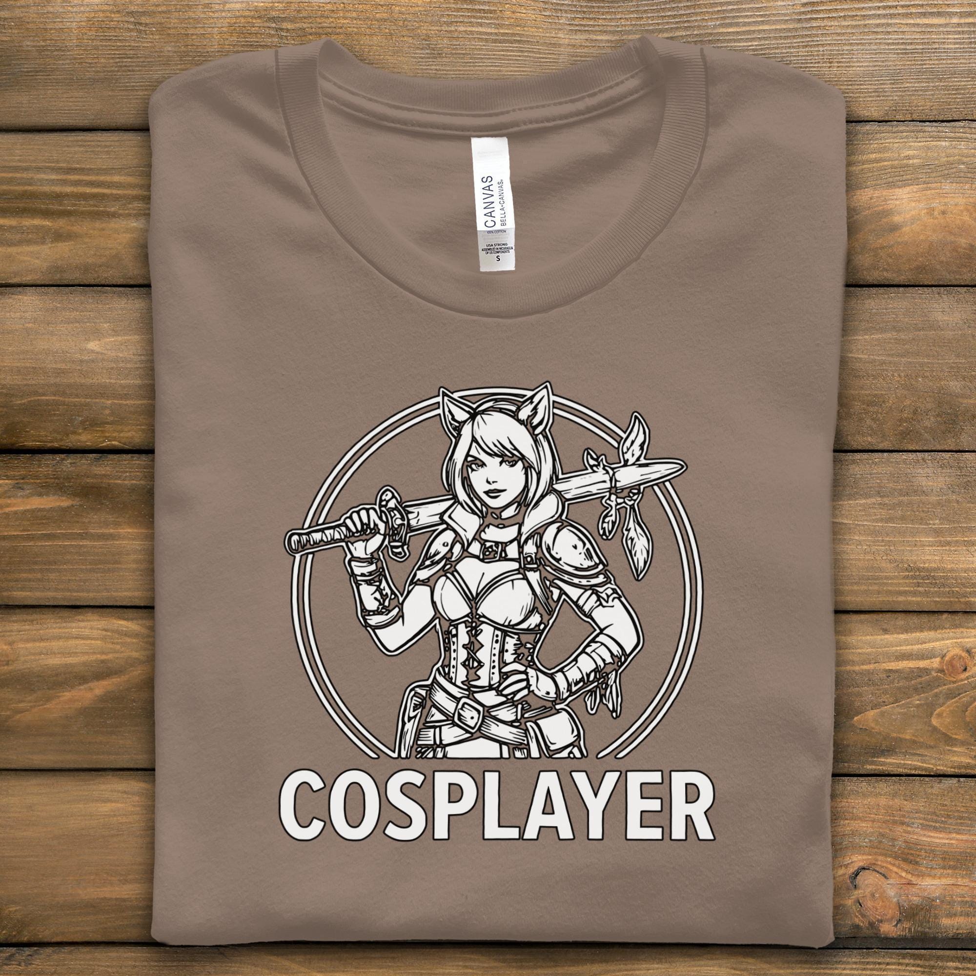 Cosplayer T-Shirt, Anime Girl Tee, Manga Style Top, Sword Design Clothing, Gift for Cosplay Fans