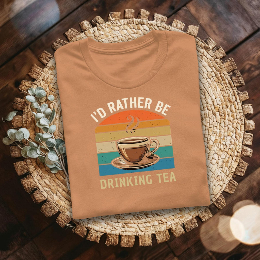 Tea Lover T-Shirt, I'd Rather Be Drinking Tea Shirt, Retro Style T Shirt, Tea Cup Design T-Shirt, Relaxing Gift Tee