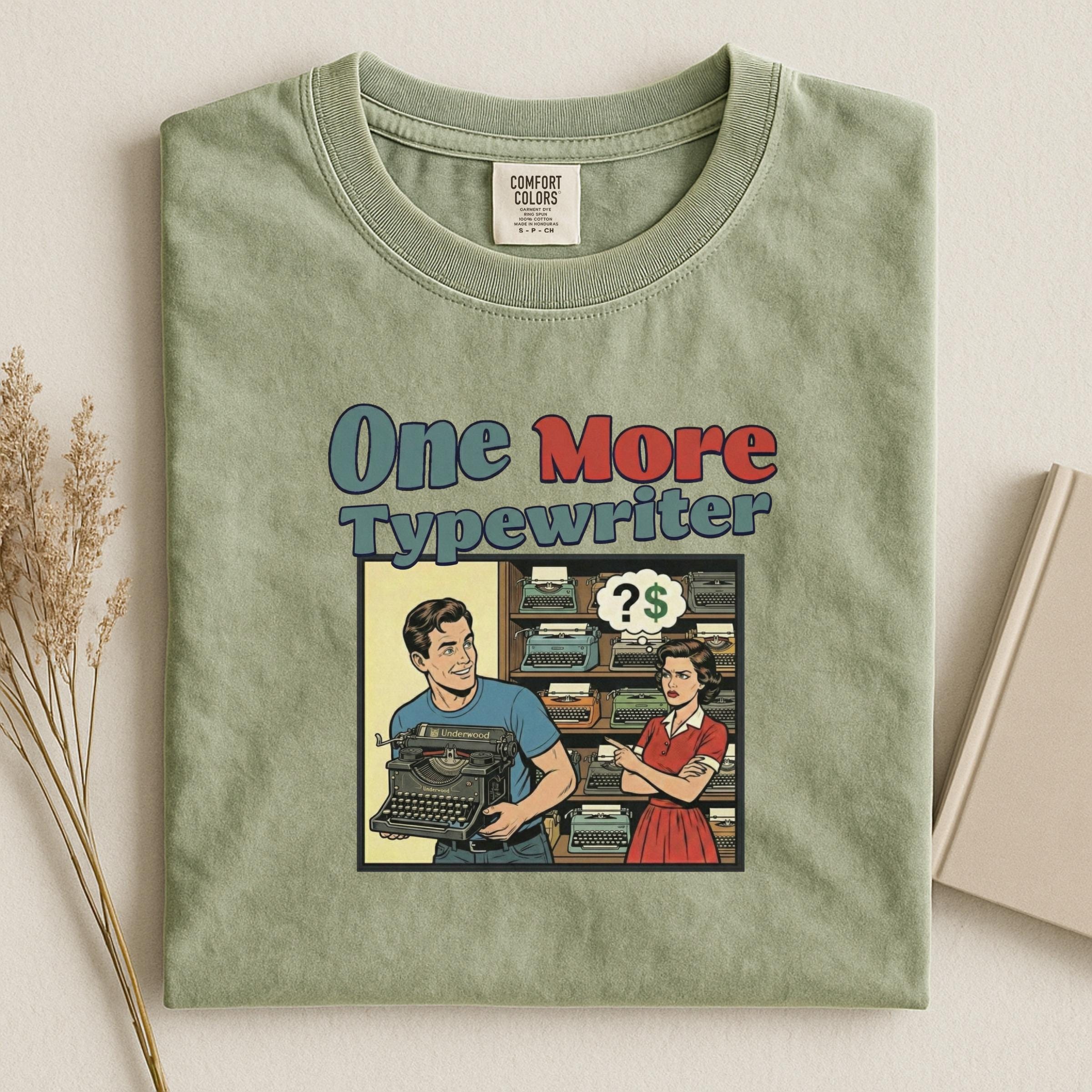 One More Typewriter Graphic Tee, Retro Style Typewriter Design TShirt, Vintage Comic Graphic Shirt, Funny Vintage Typewriter Tee
