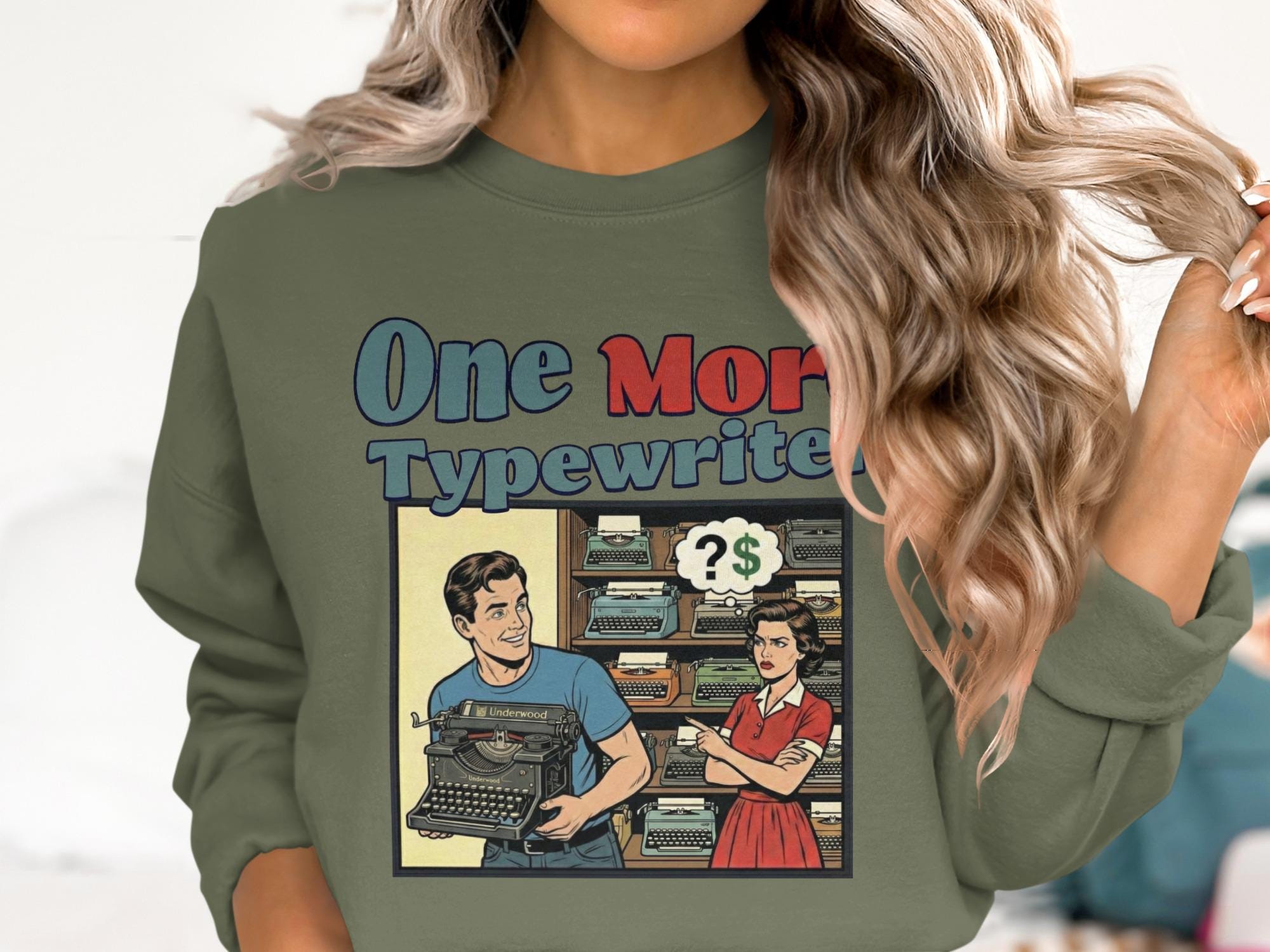 One More Typewriter Sweatshirt, Vintage Graphic Sweatshirt, Retro Comic Art Sweatshirt, Funny Typing Gift Sweater, Unisex Crewneck