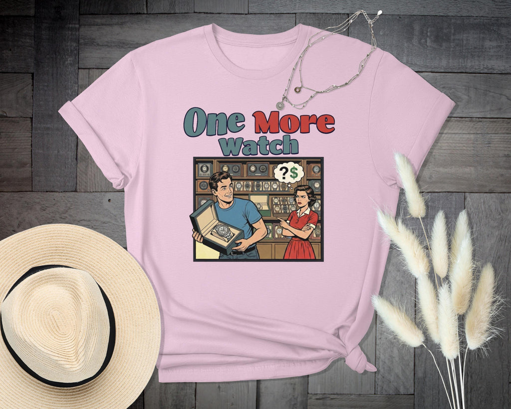 Funny Graphic T-Shirt, Retro Comic Style Shirt, One More Watch Tee, Humorous Gift for Men, Casual Unisex Top, Unique Printed Apparel