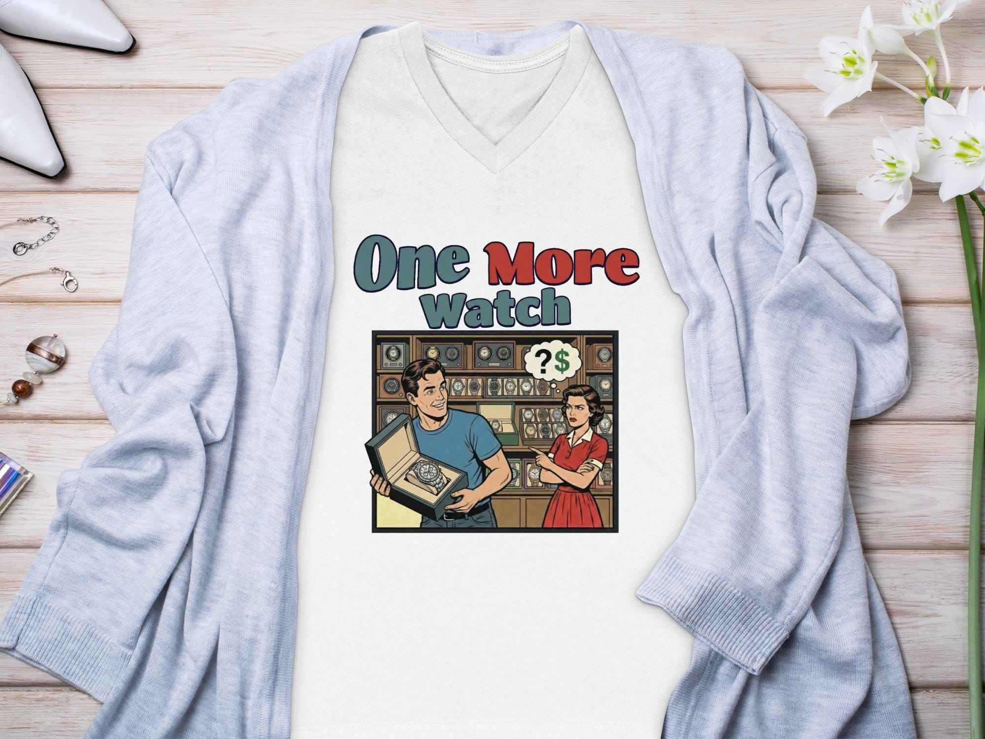One More Watch Funny Graphic Tee, Vintage Comic Style Shirt, Humorous Gift for Watch Lovers, Retro Humor T-Shirt, Casual Wear