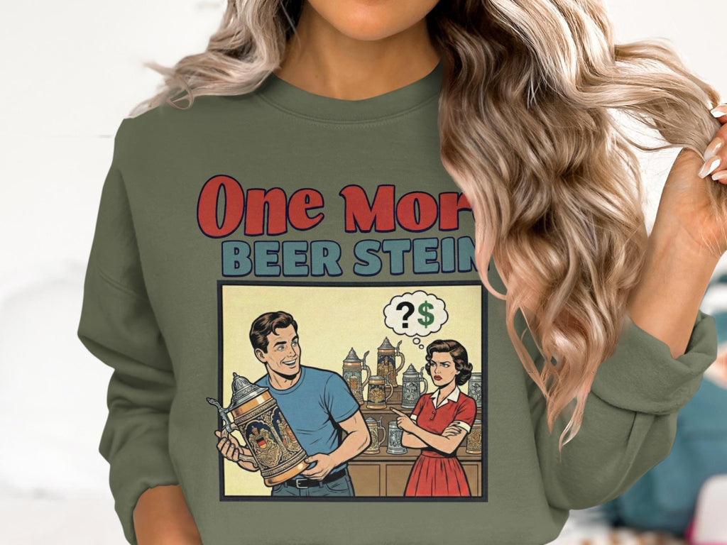 One More Beer Stein Sweatshirt, Funny Retro Style Sweatshirt, Beer Lover Graphic Pullover, Vintage Drinking Graphic Tee