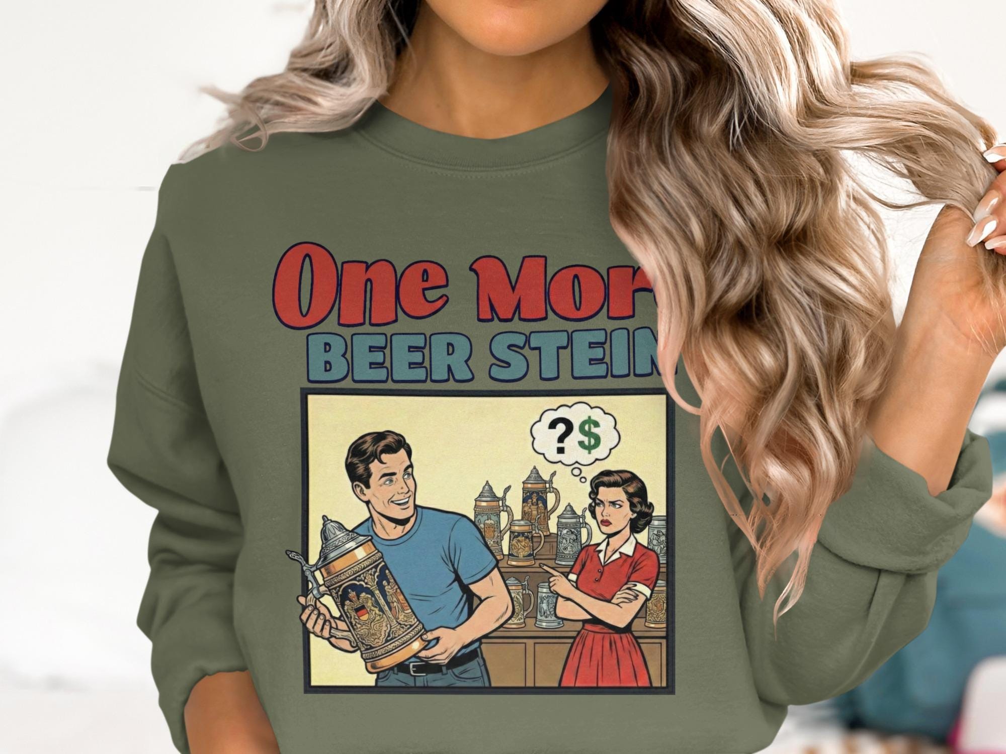 One More Beer Stein Sweatshirt, Funny Retro Style Sweatshirt, Beer Lover Graphic Pullover, Vintage Drinking Graphic Tee