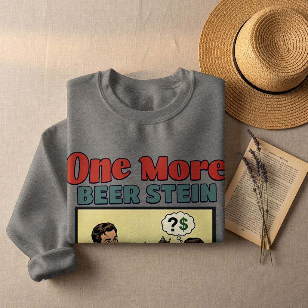 One More Beer Stein Sweatshirt, Fun Retro Comic Design, Great Gift Idea, Comfortable and Stylish, Perfect for Casual Wear