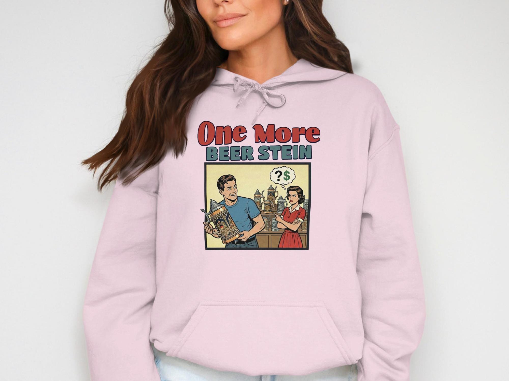 One More Beer Stein Hoodie, Funny Beer Drinking Sweatshirt, Retro Graphic Pullover, Gift for Beer Lovers, Vintage Style Hoodie