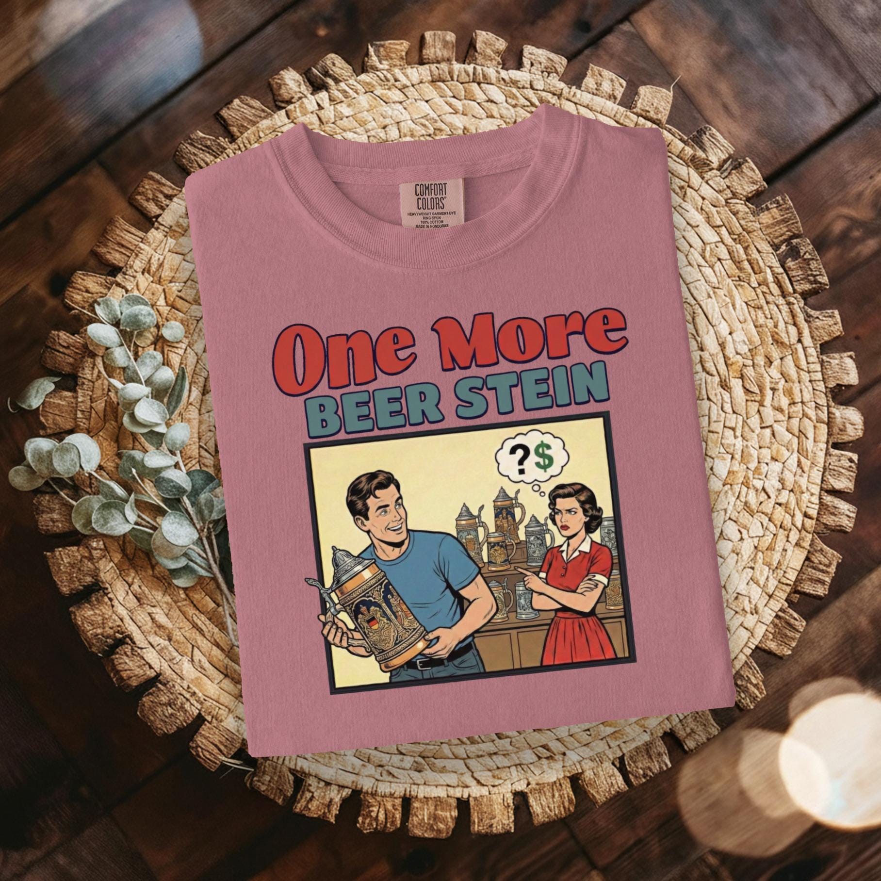 One More Beer Stein Funny Novelty Shirt, Retro Beer Drinking T-Shirt, Unique Graphic Tee for Beer Lovers, Great Gift Idea