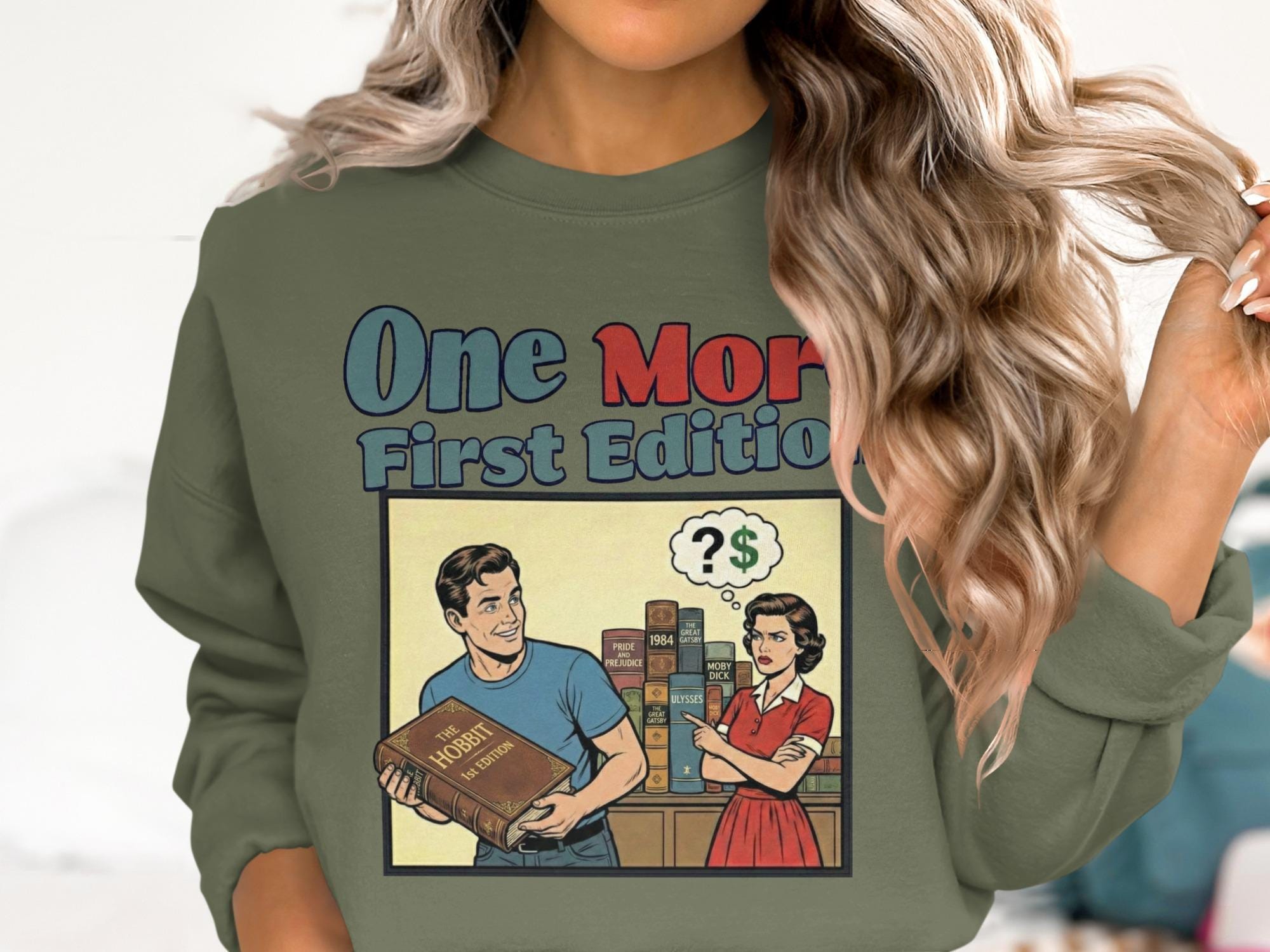 One More First Edition Sweatshirt, Funny Book Lover Sweatshirt, Retro Book Worm Pullover, Unique Reading Gift for Bibliophiles