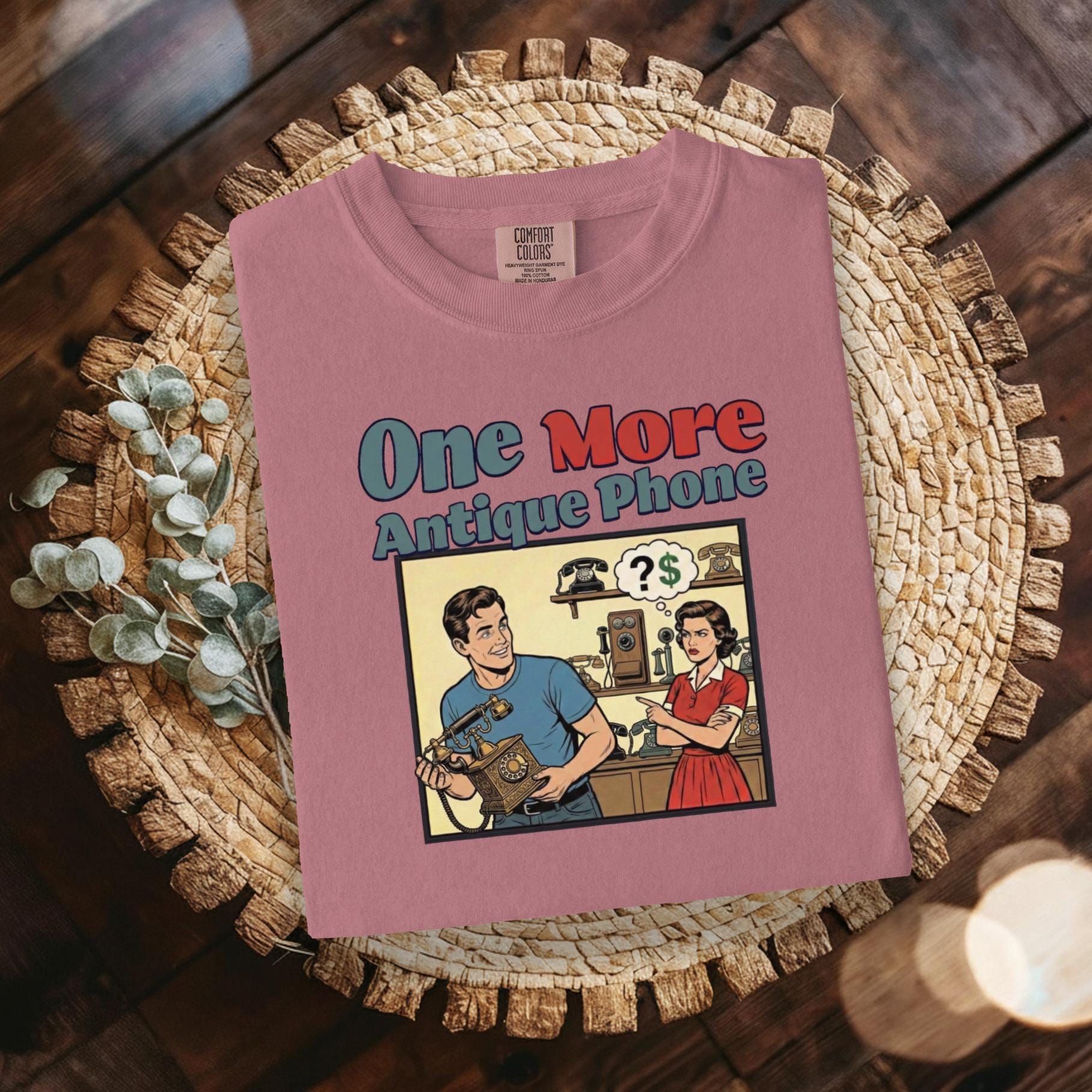 Funny Retro Graphic T-Shirt, One More Antique Phone Design, Vintage Style Humor Tee, Unique Gift for Collectors, Unisex Casual Shirt
